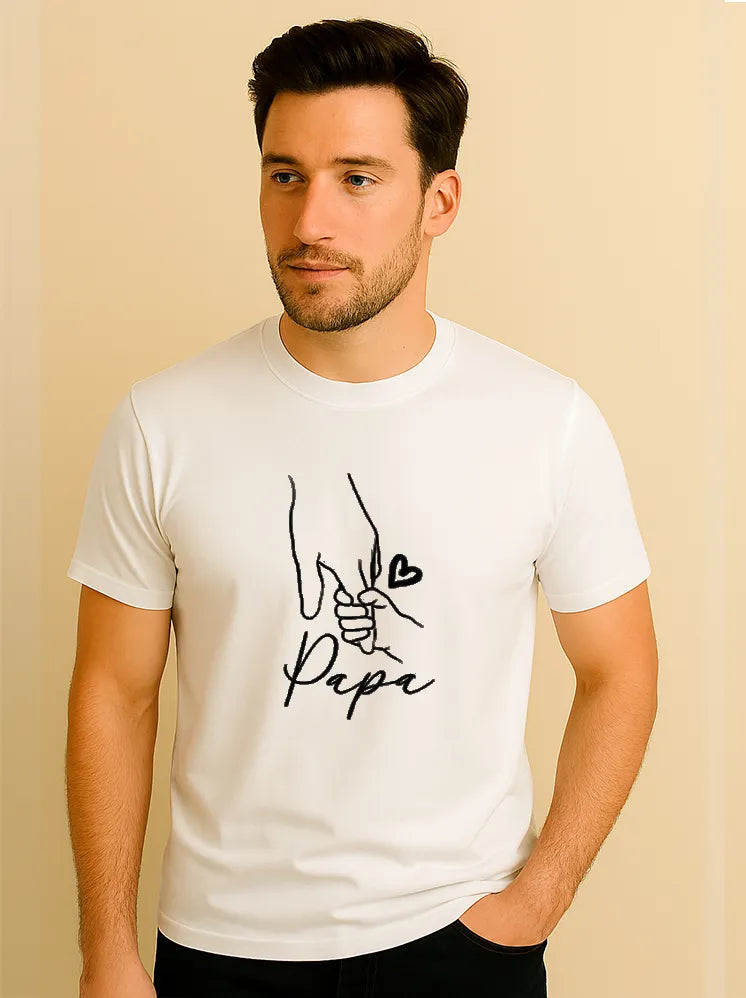 Papa Sketch Round Neck T-shirts