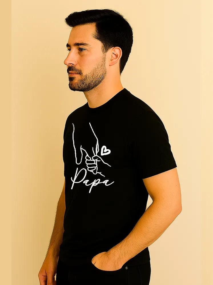 Papa Sketch Round Neck T-shirts