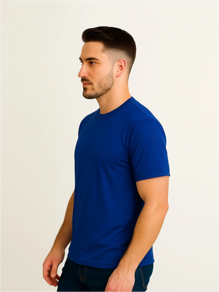 Polyester Nevy Blue Plain T Shirts For Men