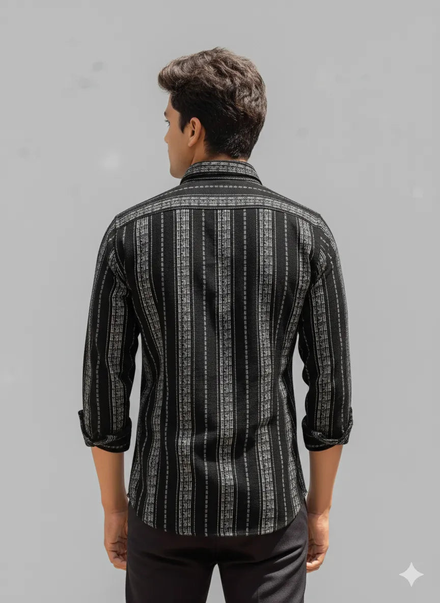Midnight Vertical Stripe Casual Shirt