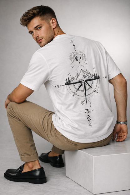 Compass Mountain Graphic Printed T-Shirt