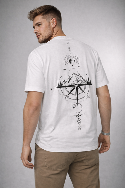 Compass Mountain Graphic Printed T-Shirt