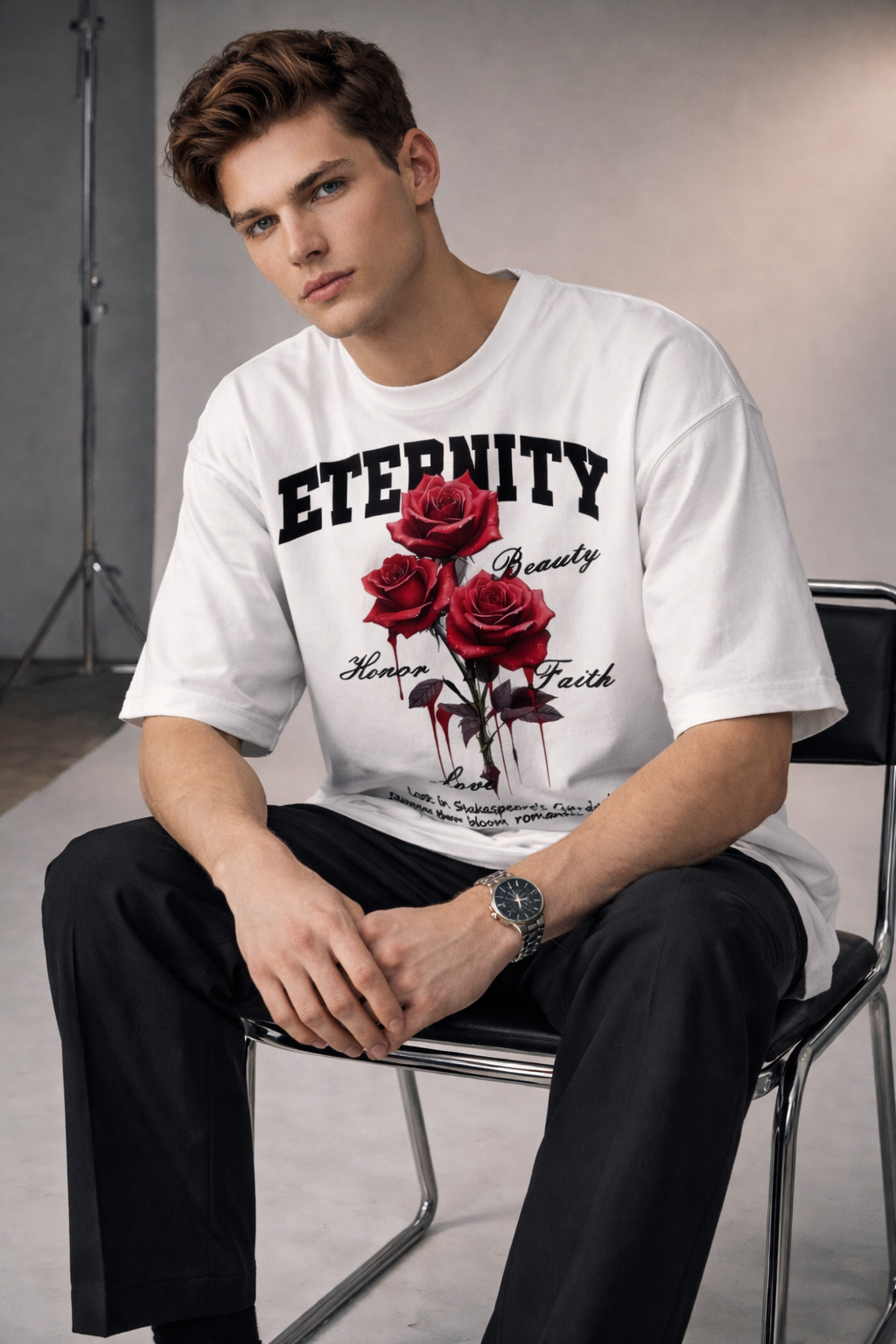 Eternity Rose Oversized White T-Shirt - White