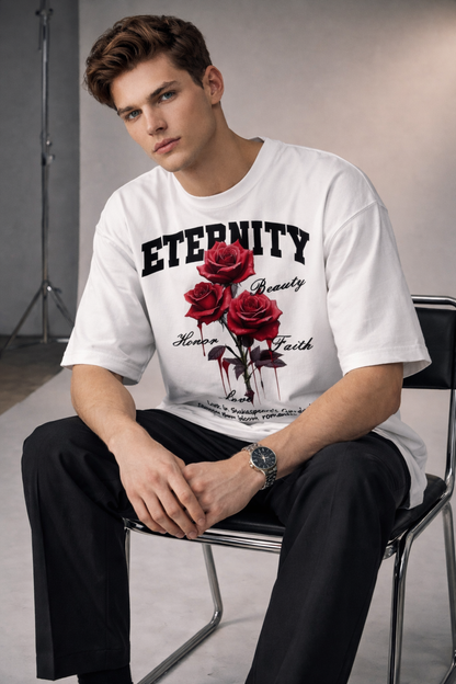 Eternity Rose Oversized White T-Shirt - White