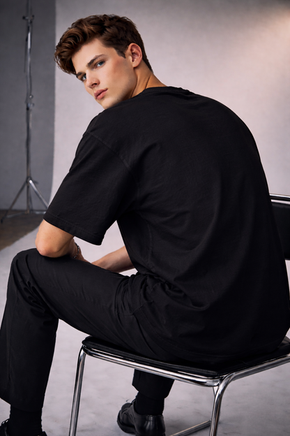 Eternity Rose Oversized Black T-Shirt