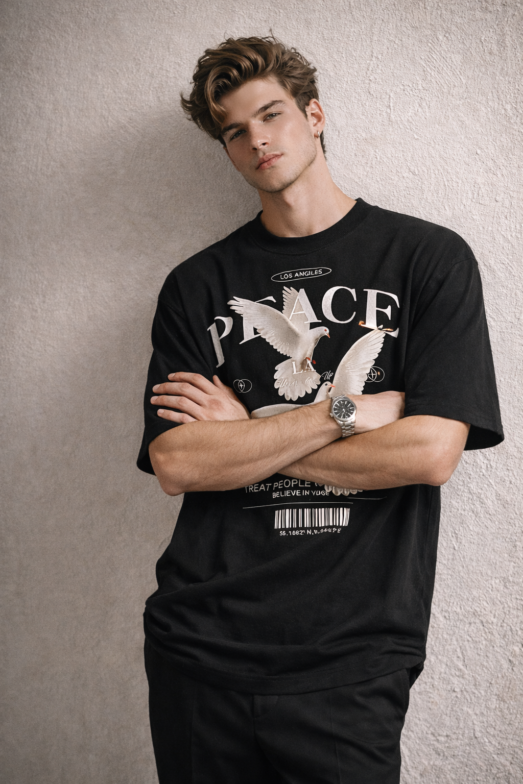 Peace Dove Oversized Black T-Shirt