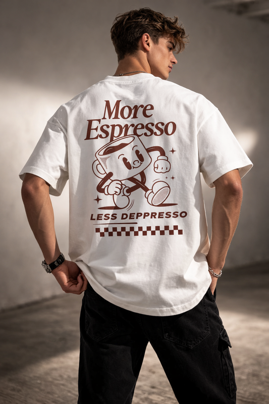 More Espresso Oversized White T-Shirt