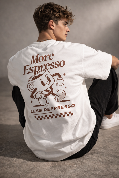 More Espresso Oversized White T-Shirt