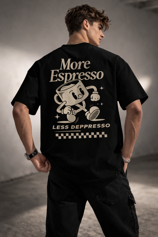 More Espresso Oversized Black T-Shirt