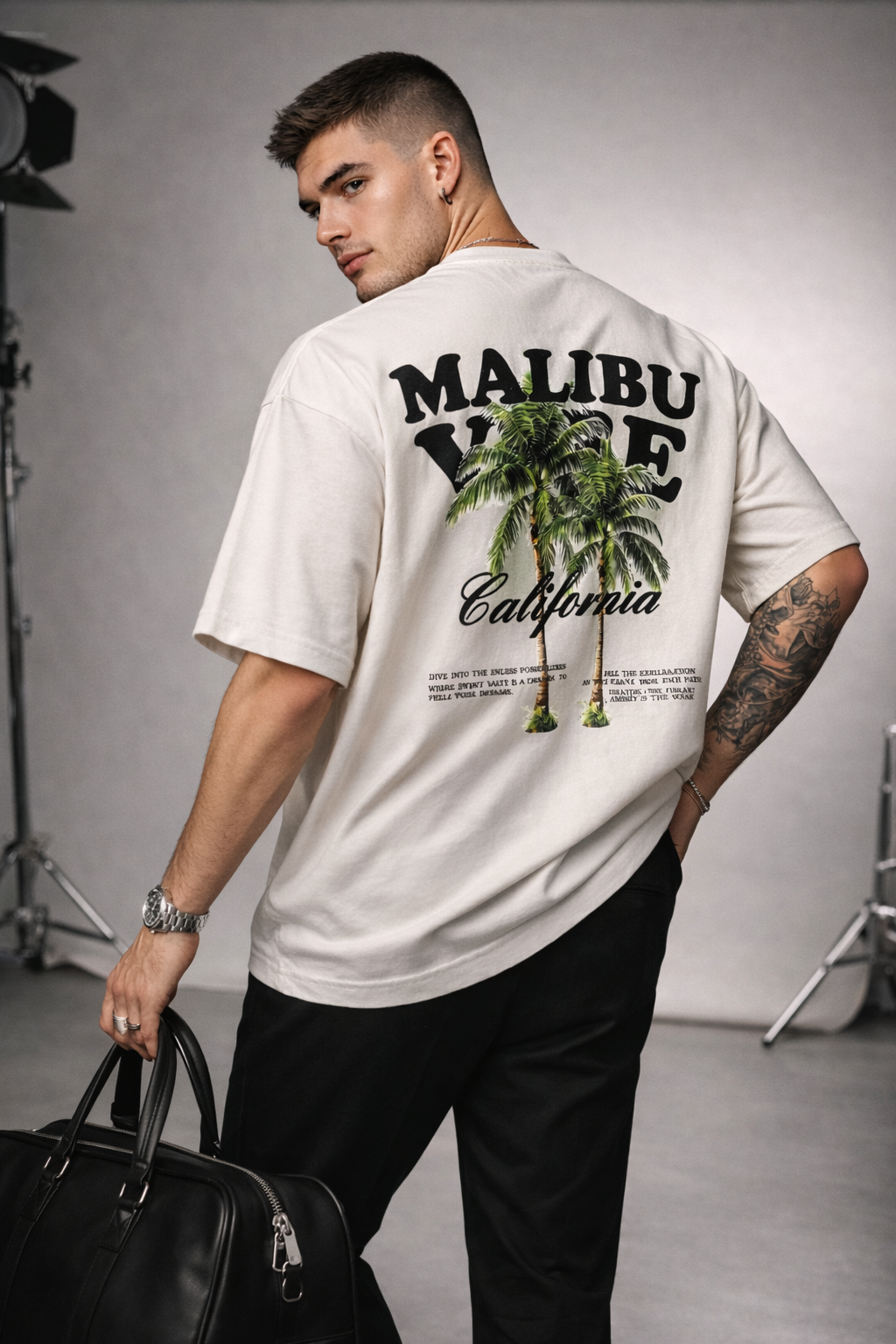 Malibu Vibe California Oversized T-Shirt – White
