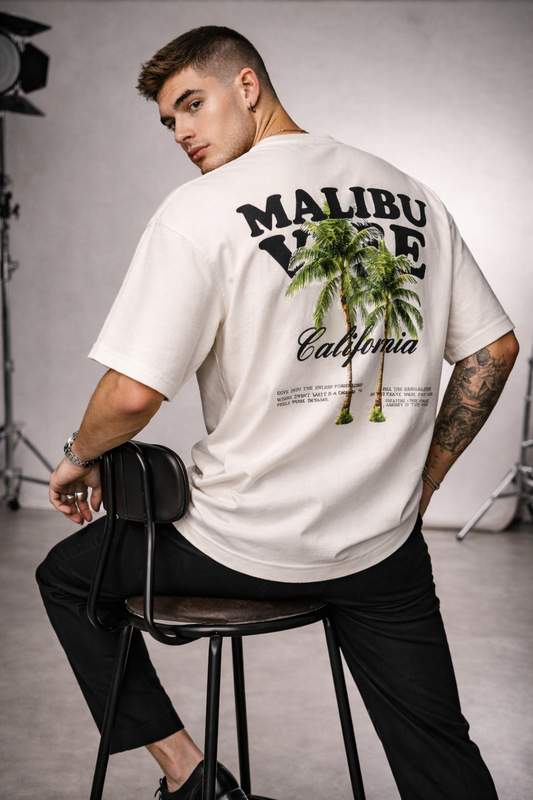 Malibu Vibe California Oversized T-Shirt – White