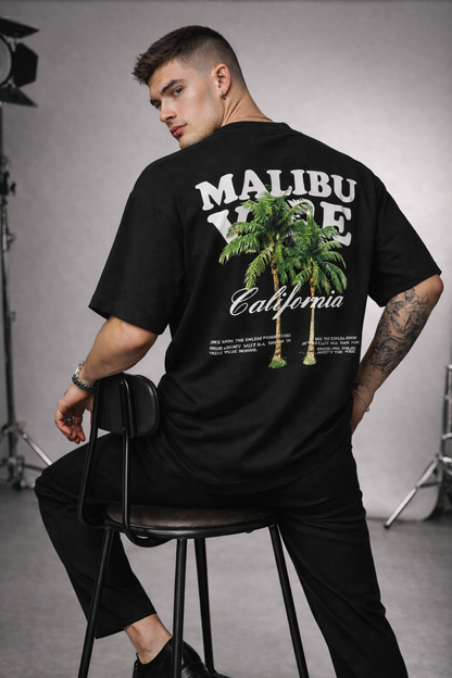 Malibu Vibe California Printed T-Shirt – Black
