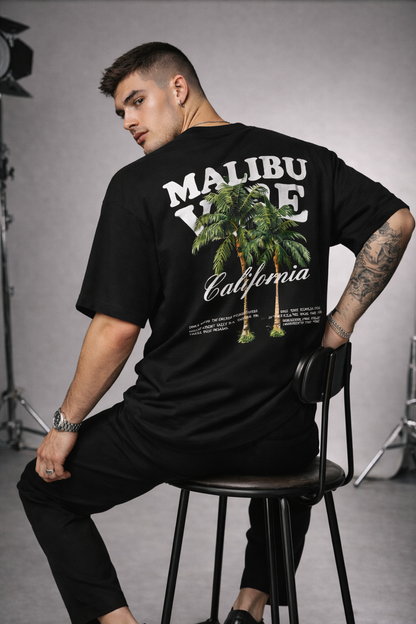 Malibu Vibe California Printed T-Shirt – Black