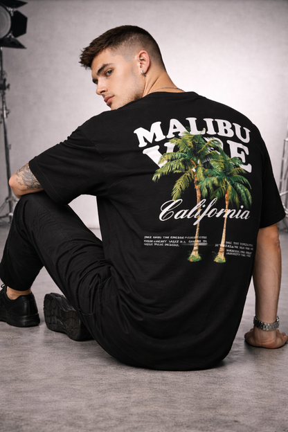 Malibu Vibe California Printed T-Shirt – Black
