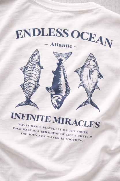 Endless Ocean White Oversized Graphic T-Shirt