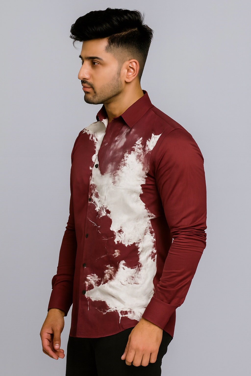 Abstract Print Maroon Shirt