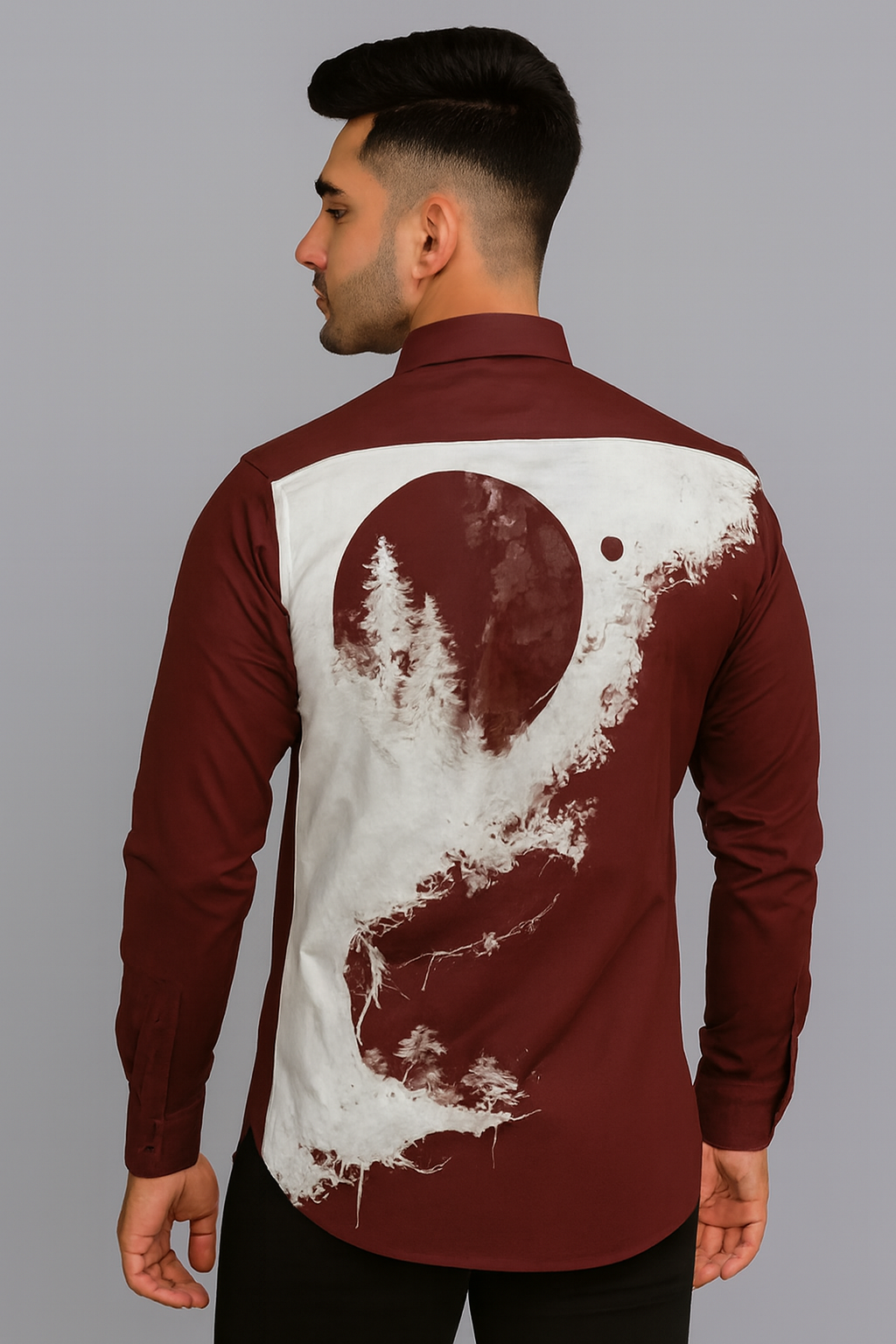 Abstract Print Maroon Shirt