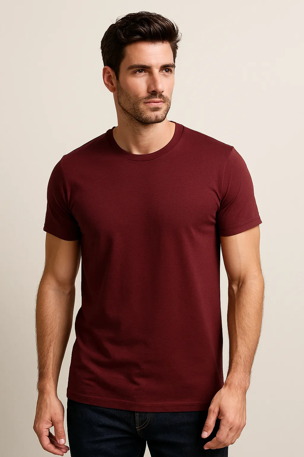 Plain Round Neck Maroon