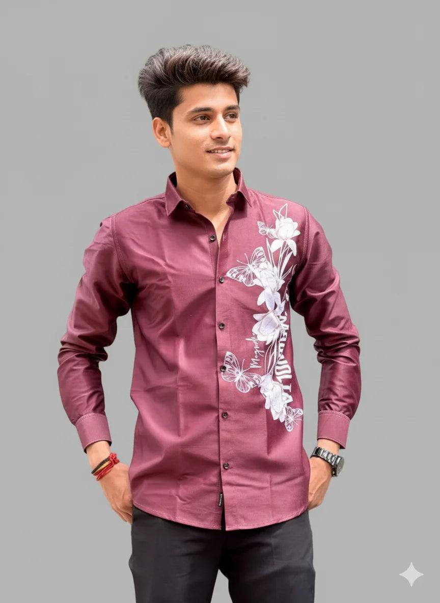 Flowers Red Print Casual Shirts
