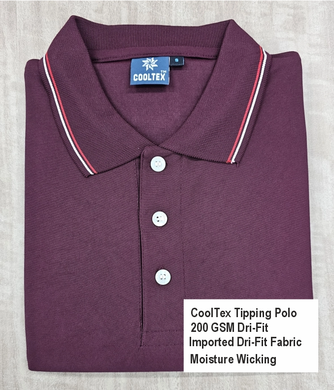 Maroon Polo T-shirts (Cooltex Tipping)
