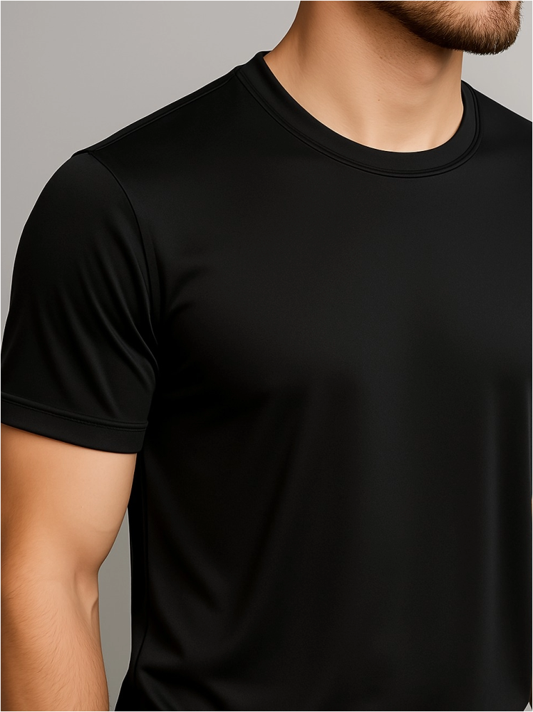 Polyester Black Plain T Shirts For Men