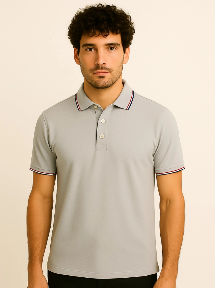 Grey Polo T-shirts (Cooltex Tipping)