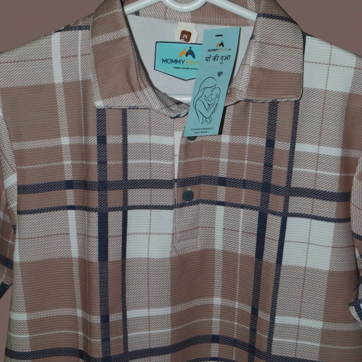 Premium Checked Polo T-Shirt Warm Beige