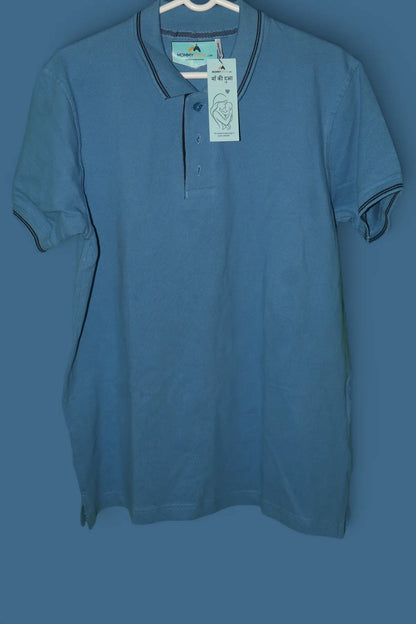 Tipped Polo â€“ Azure Blue