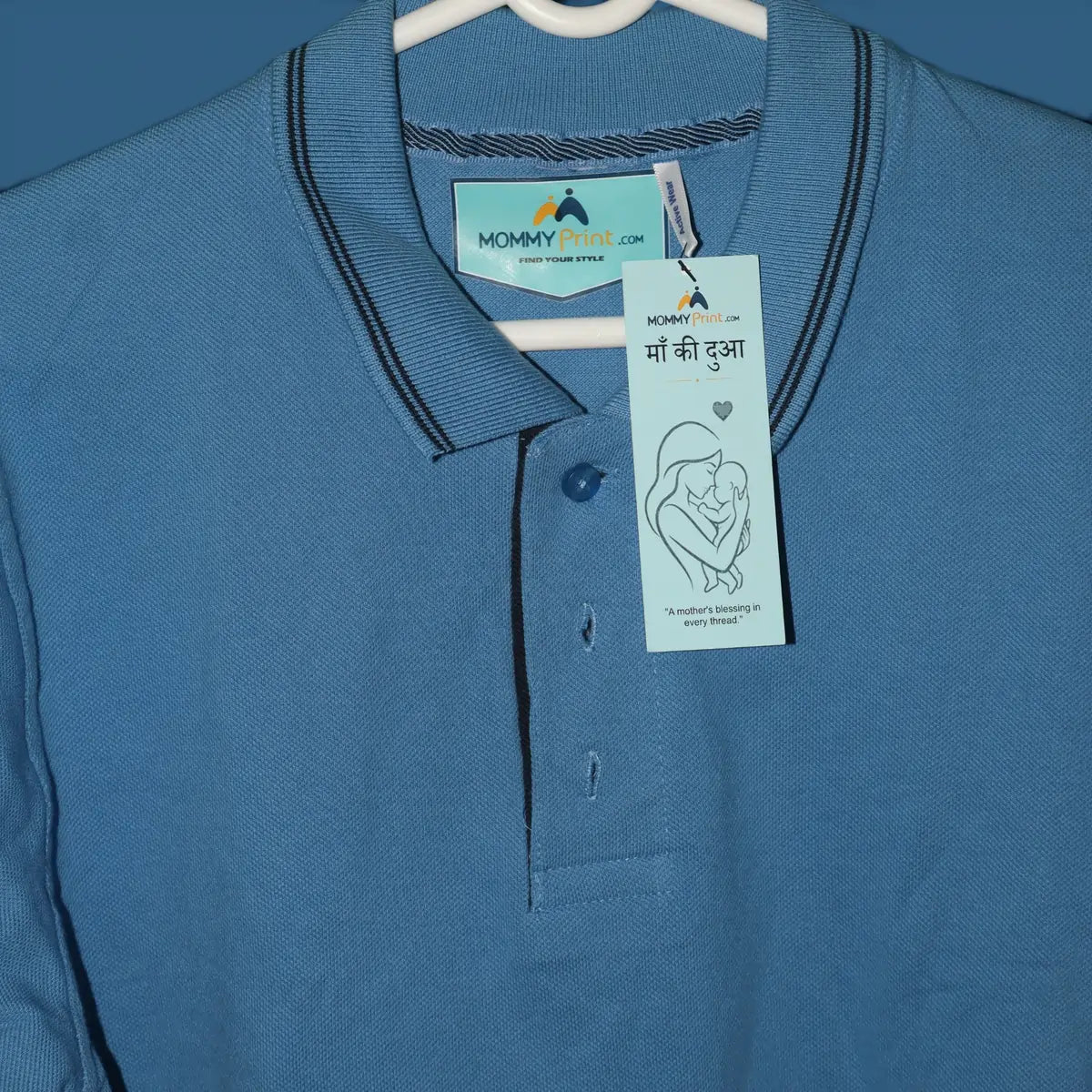 Tipped Polo â€“ Azure Blue