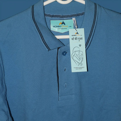 Tipped Polo â€“ Azure Blue