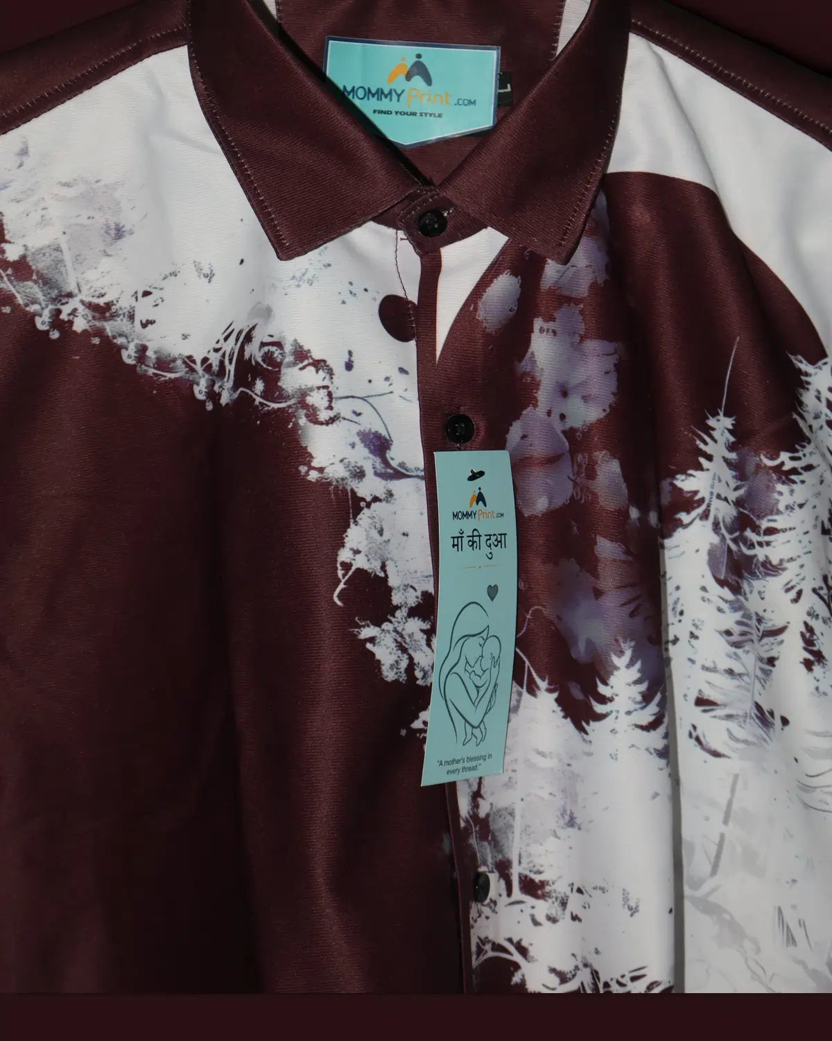 Abstract Print Maroon Shirt