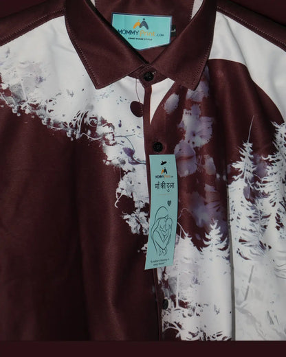 Abstract Print Maroon Shirt