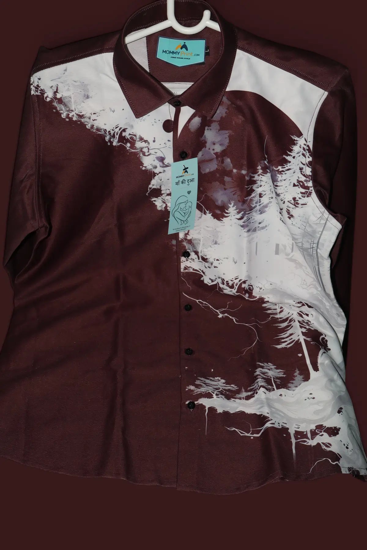 Abstract Print Maroon Shirt