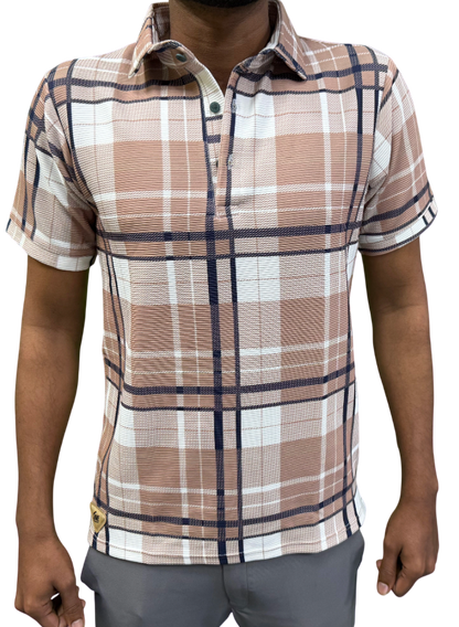 Premium Checked Polo T-Shirt Warm Beige