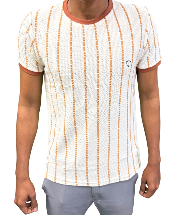 Men’s Slim-Fit Vertical Striped Knit T-Shirt