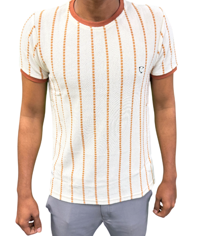 Men’s Slim-Fit Vertical Striped Knit T-Shirt