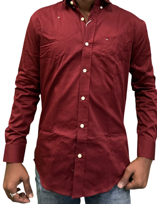 Premium Oxford Elbow Patch Shirt â€“ Maroon