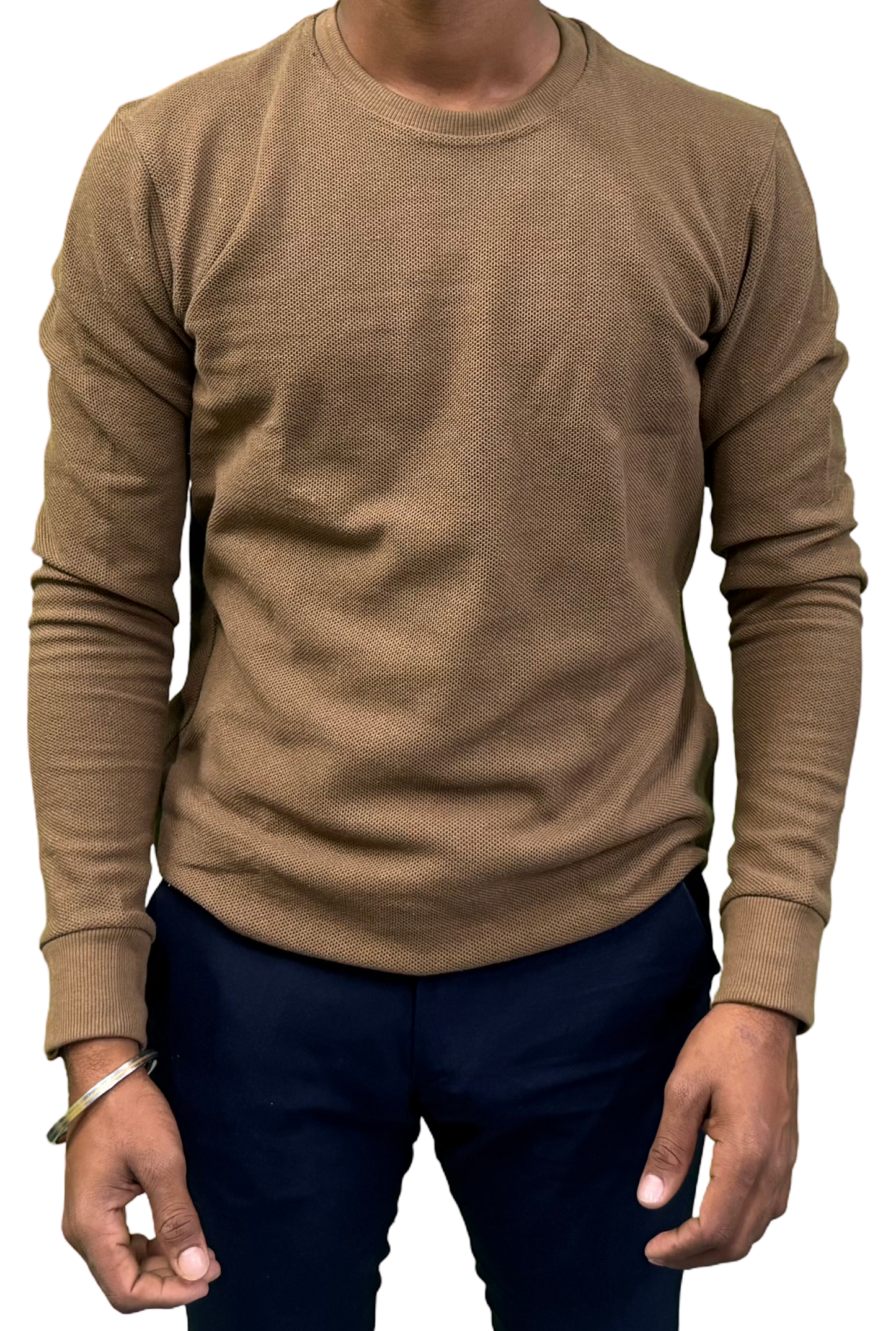 Menâ€™s Cotton Popcorn Lycra Full Sleeves Tee
