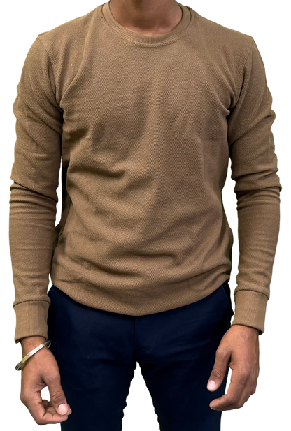 Menâ€™s Cotton Popcorn Lycra Full Sleeves Tee