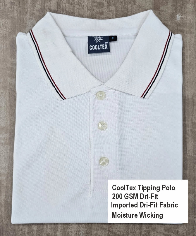 White Polo T-shirt (Cooltex Tipping)