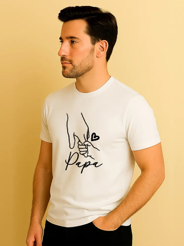 Papa Sketch Round Neck T-shirts