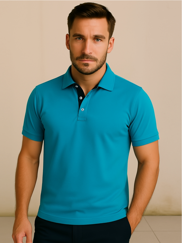 Sky Blue Polo T-shirt (Higho2 Premium T-shirt)