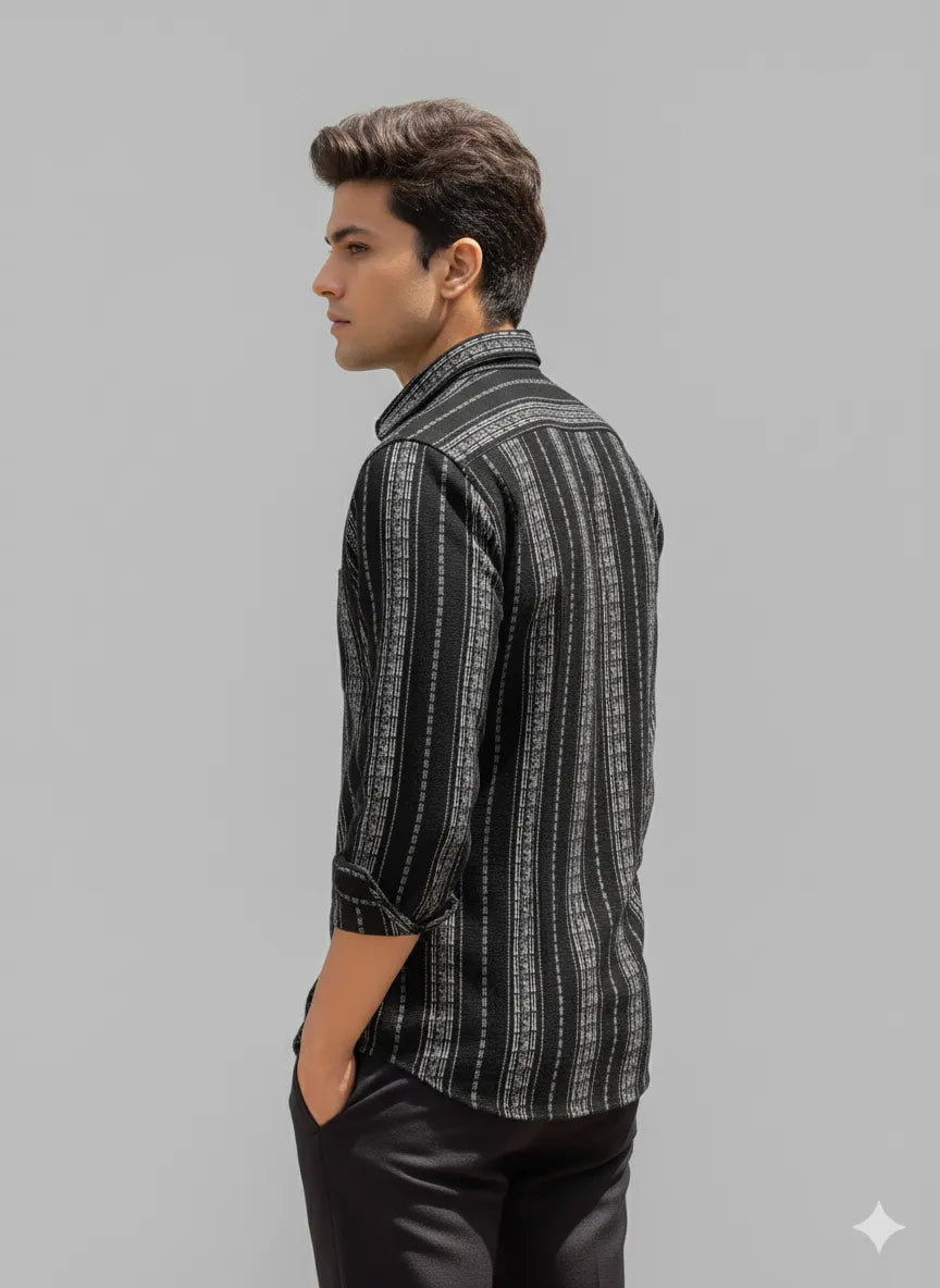 Midnight Vertical Stripe Casual Shirt