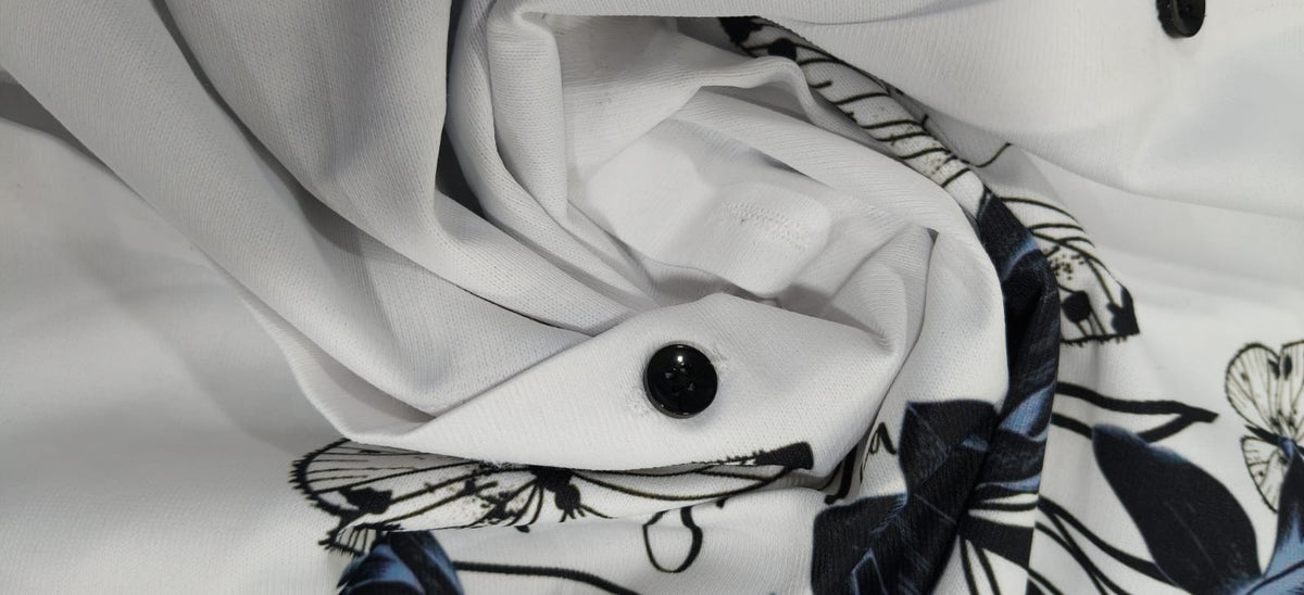 Butterfly Graphic Mandarin Collar Shirt