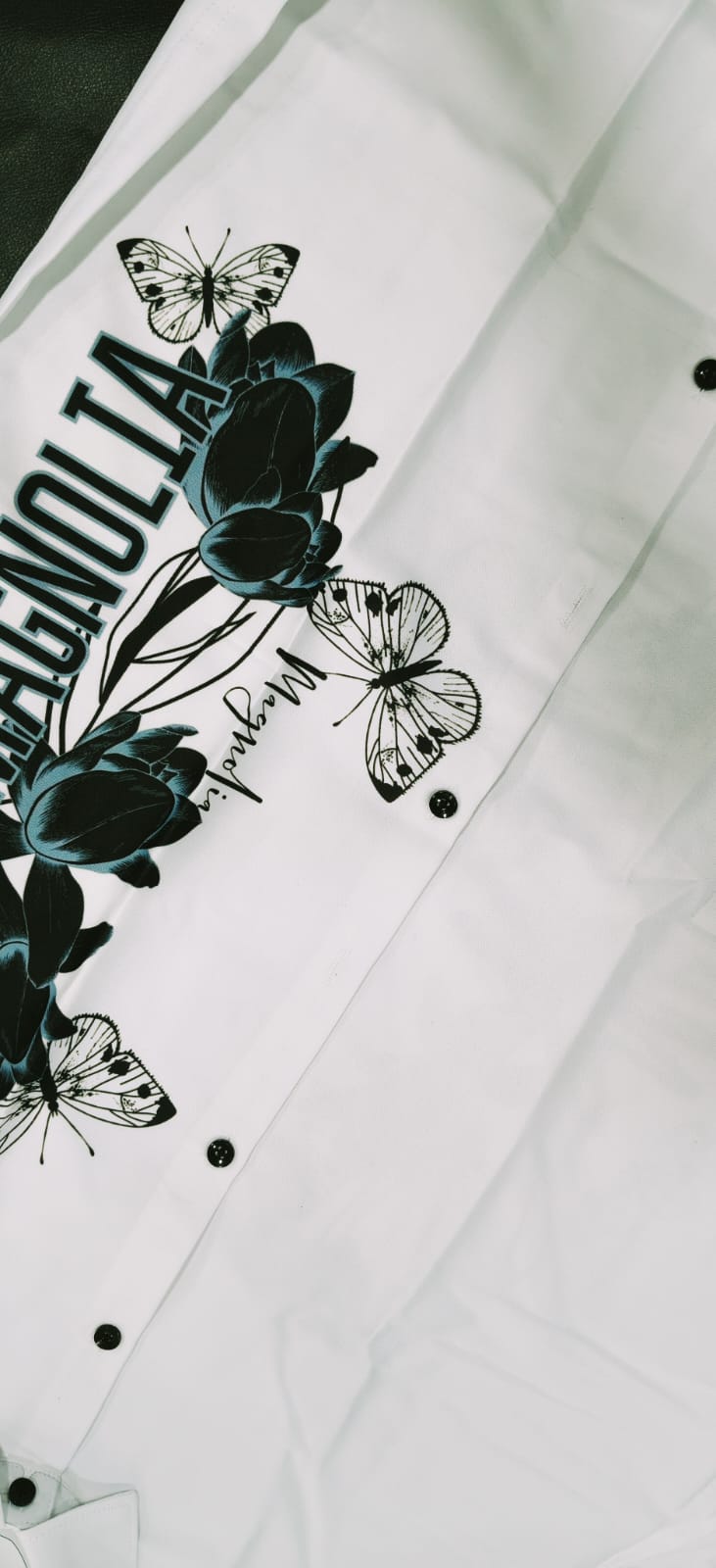 Butterfly Graphic Mandarin Collar Shirt