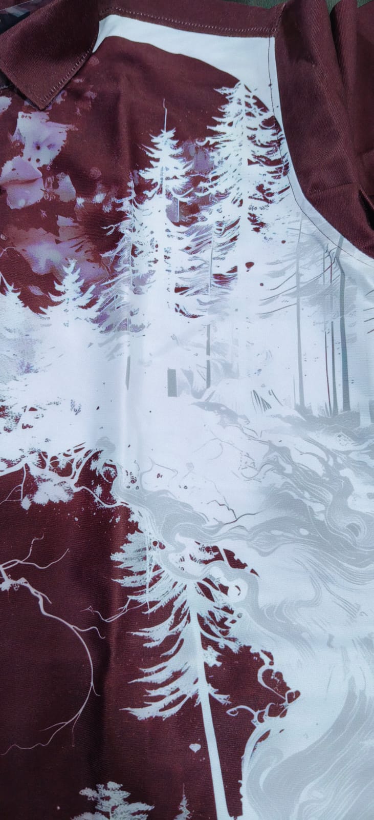 Abstract Print Maroon Shirt