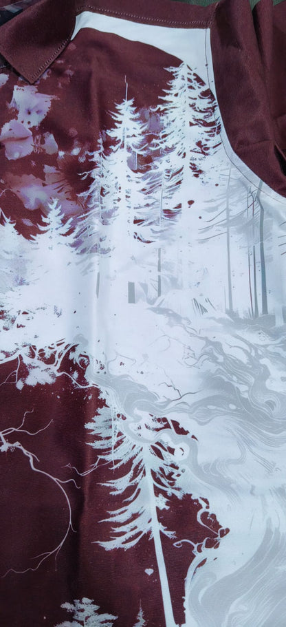 Abstract Print Maroon Shirt