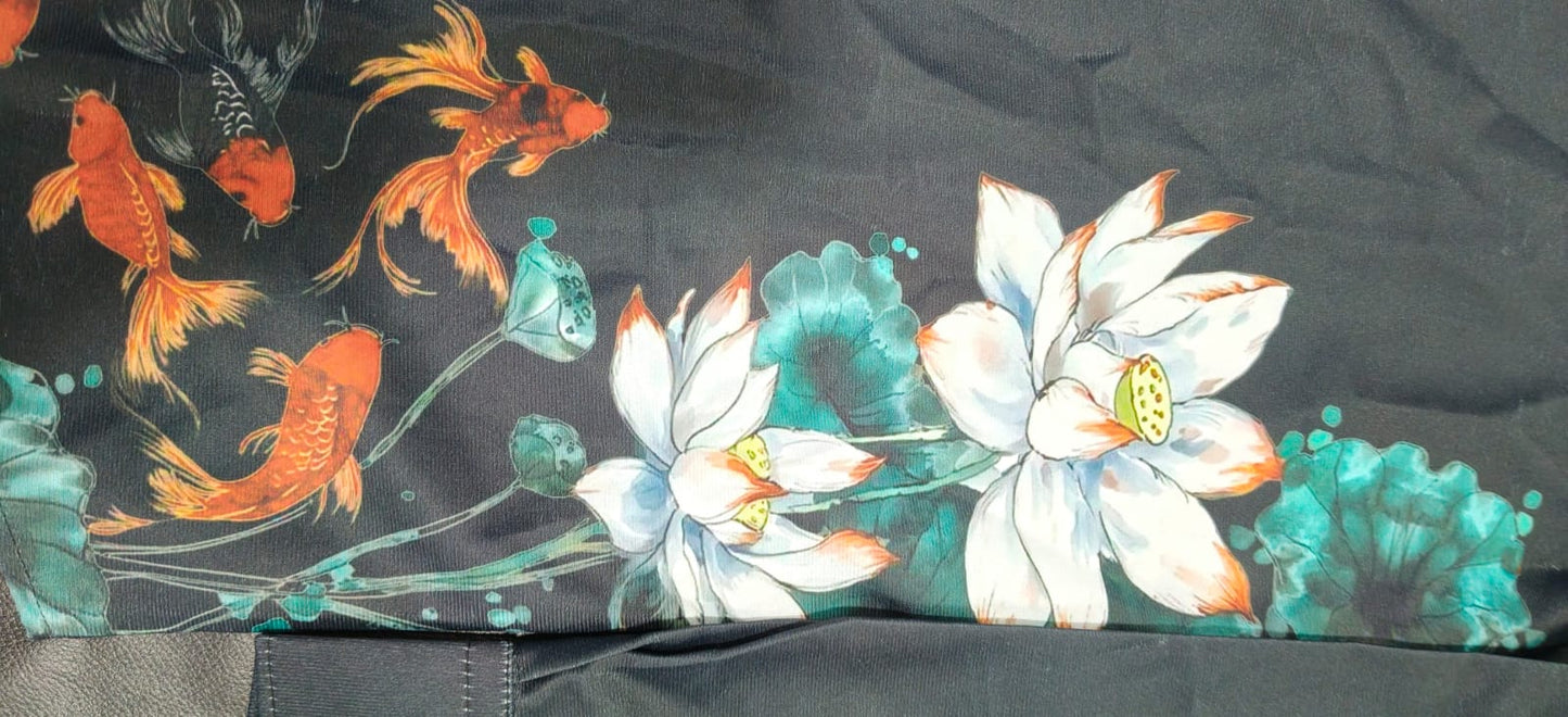 Zen Black Shirt With Artistic Lotus Flower & Monk Print