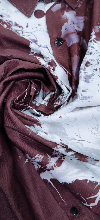 Abstract Print Maroon Shirt