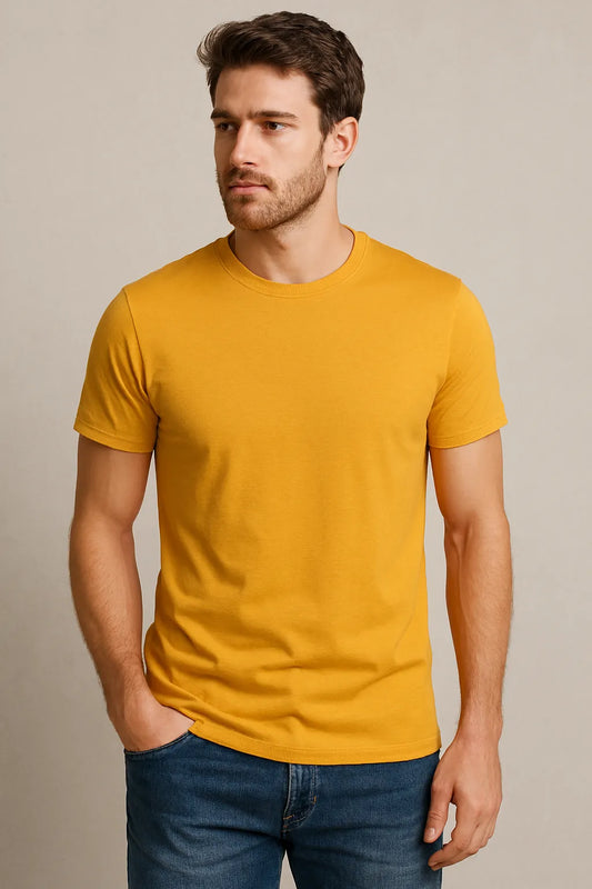 Plain Round Neck Yellow